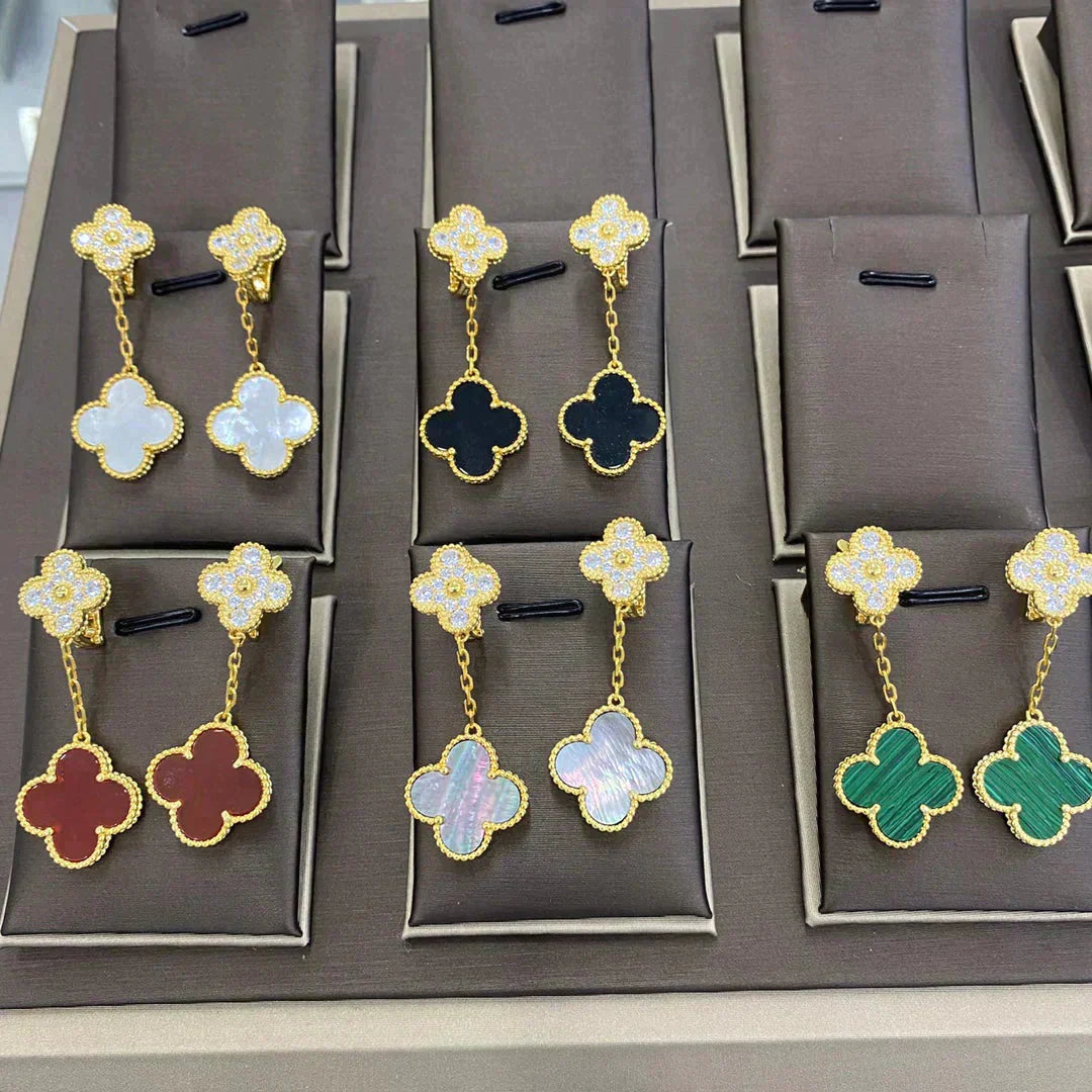 Mysitc CLOVER 2 MOTIFS DIAMOND EARRINGS (MULTIPLE CHOICESç´