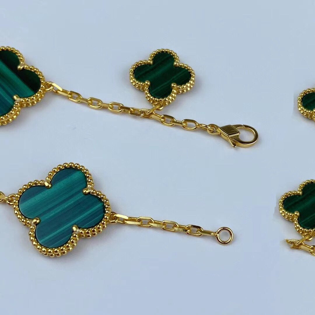 Mysitc MAGIC CLOVER MALACHITE GOLD BRACELET 5 MOTIFS