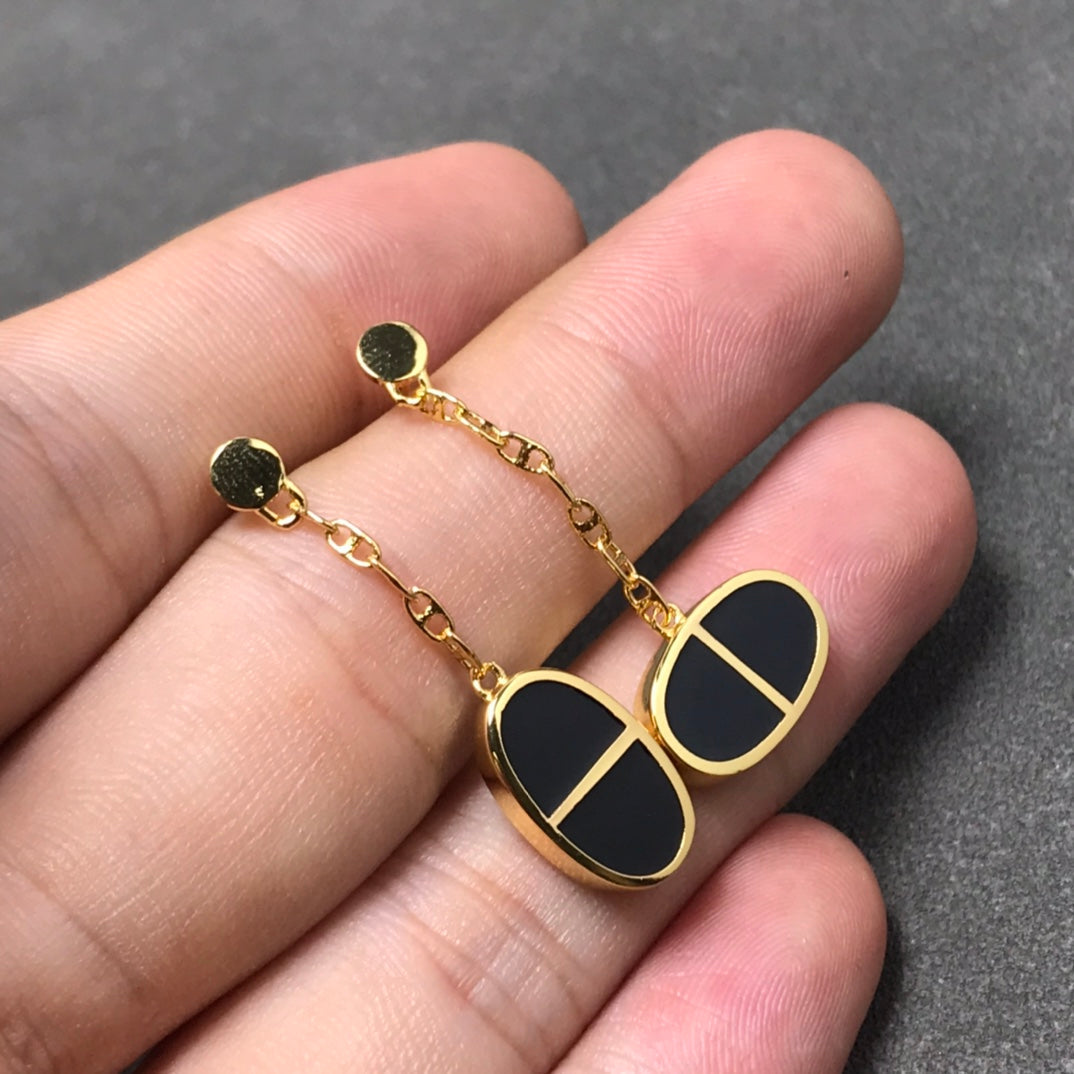 Mysitc CHAINE VERSO BLACK CERAMIC SILVER EARRINGS
