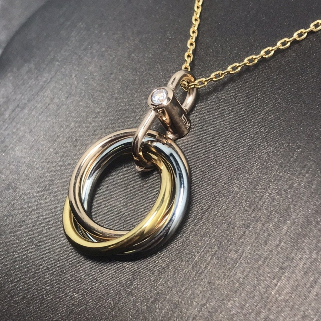 Mysitc TRINITY SILVER GOLD PINK GOLD NECKLACE