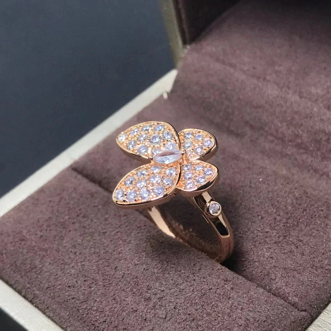 Mysitc BUTTERFLY PINK GOLD DIAMOND RING