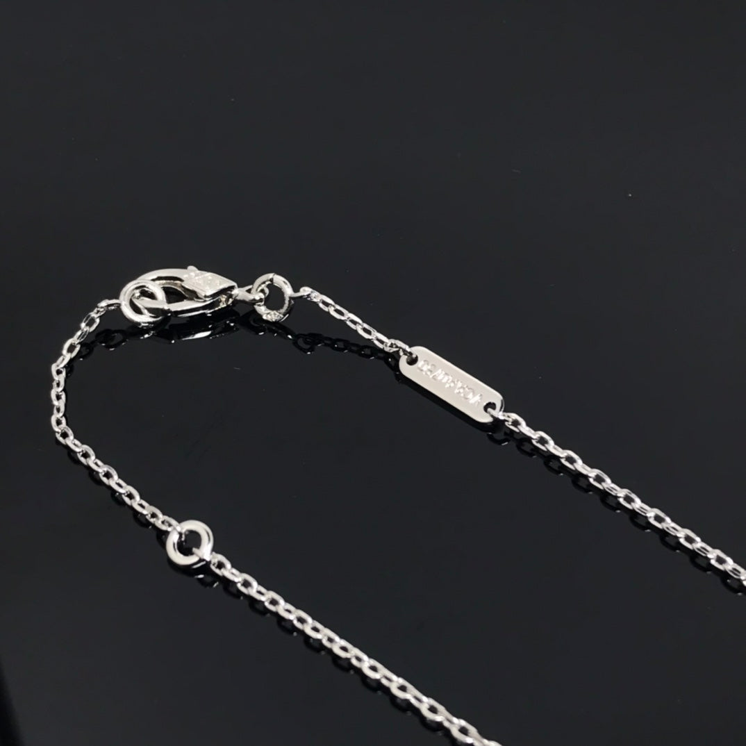 Mysitc CLOVER PIETERSITE SILVER LONG NECKLACE