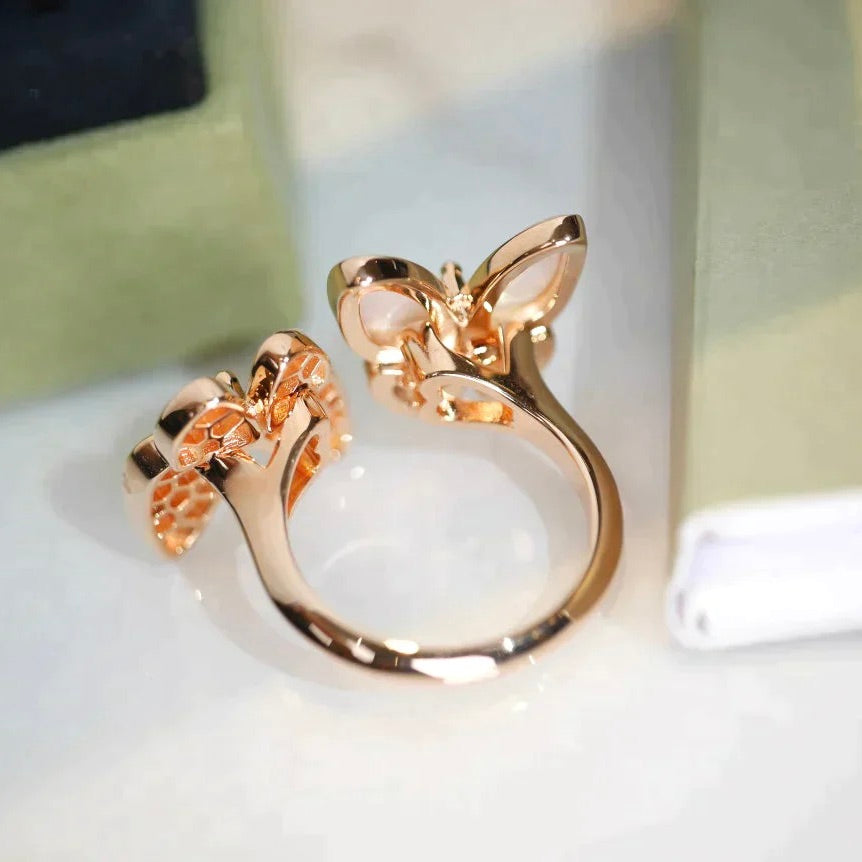 Mysitc TWIN BUTTERFLY DIAMOND MOP RING