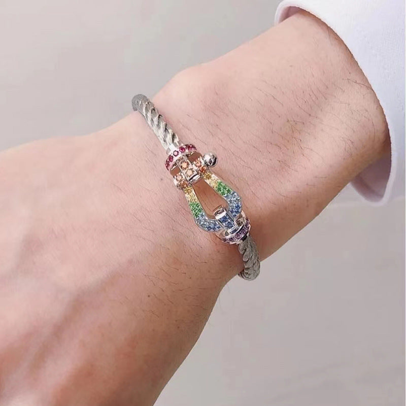 Mysitc FORCE LARGE HORSESHOE COLORED DIAMOND BRACELET ROSE GOLD