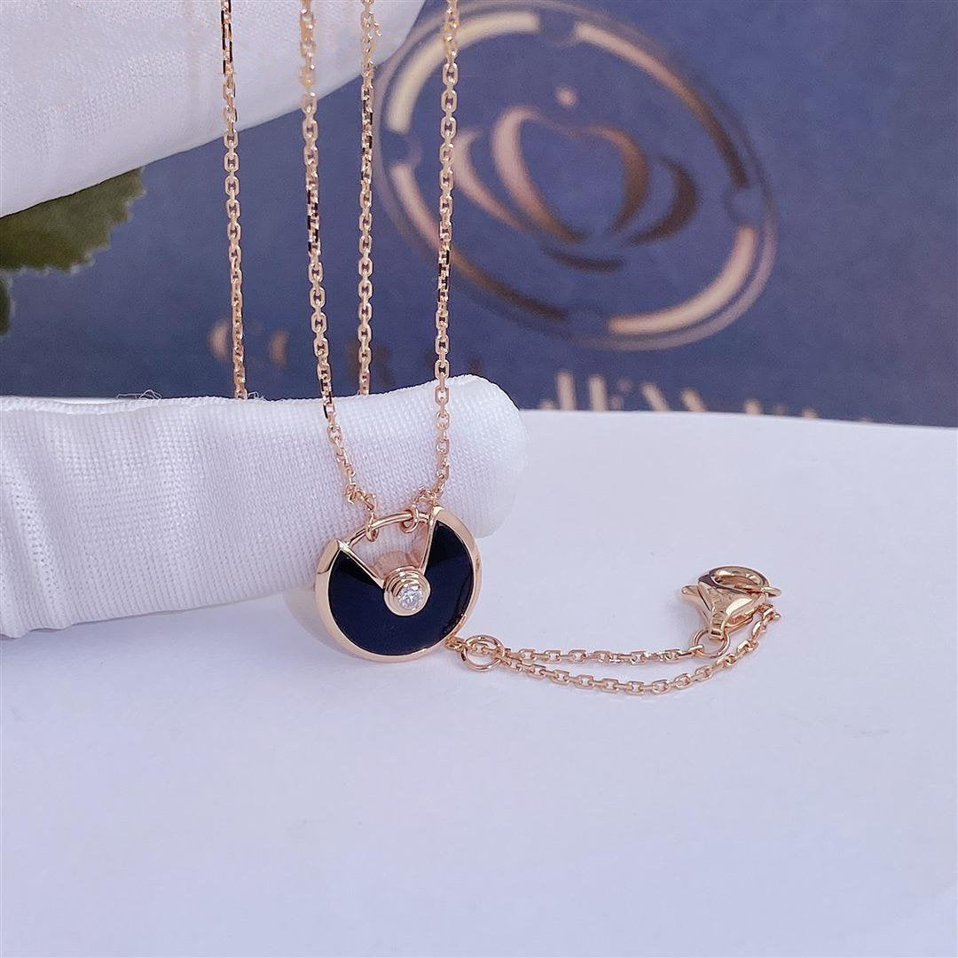 Mysitc AMULETTE ROSE GOLD ONYX NECKLACE
