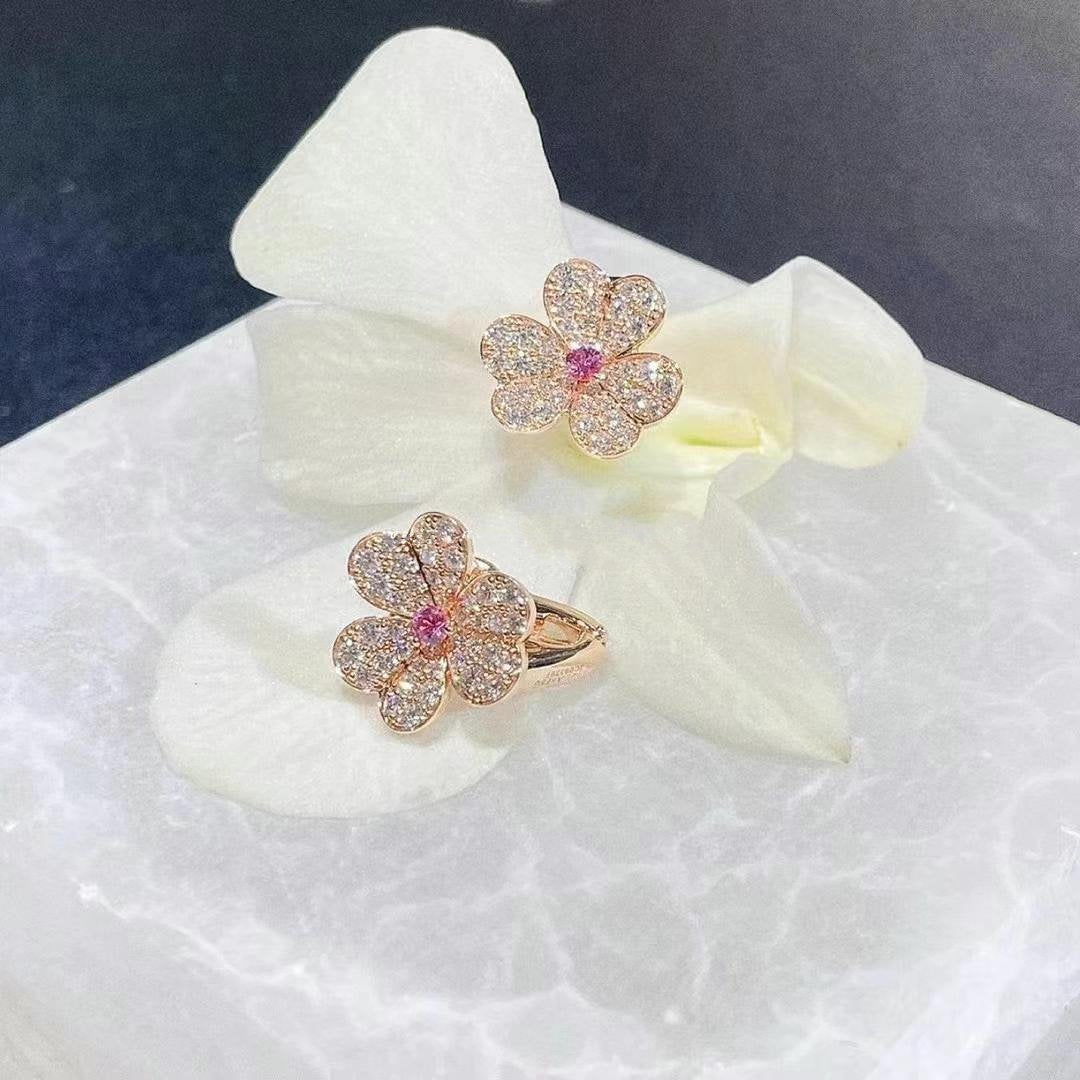 Mysitc FRIVOLE PINK GOLD FLOWER DIAMOND EARRINGS