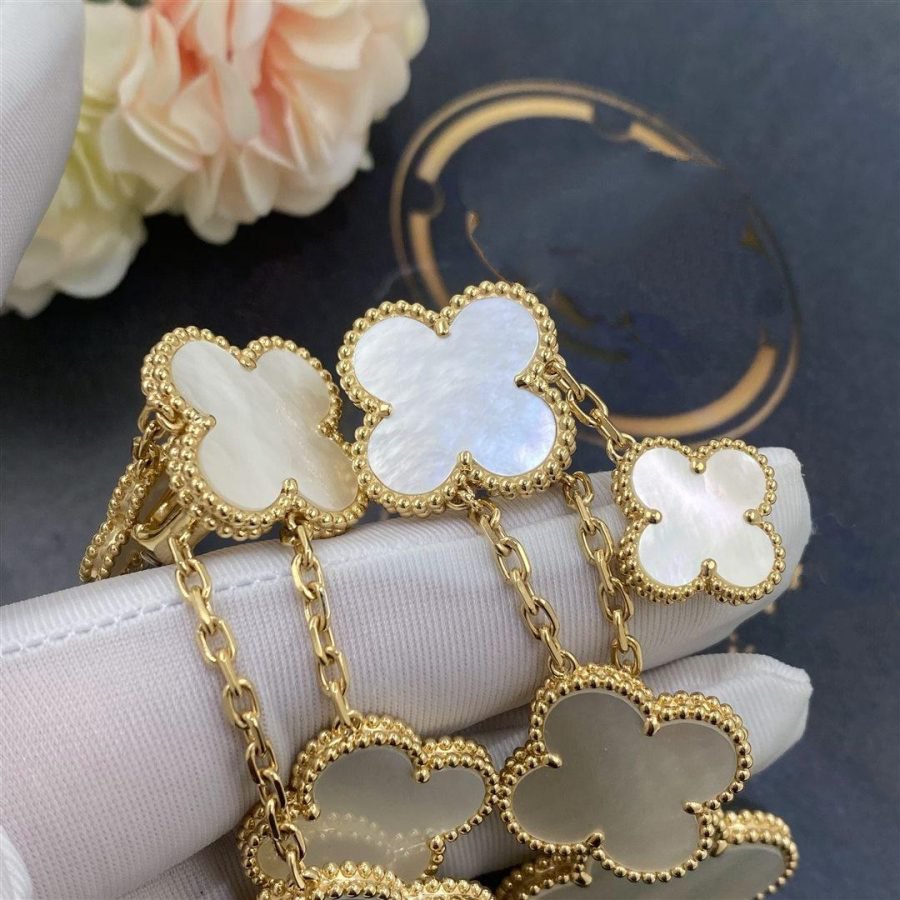 Mysitc CLOVER EARRINGS WHITE MOP 4 MOTIFS GOLD