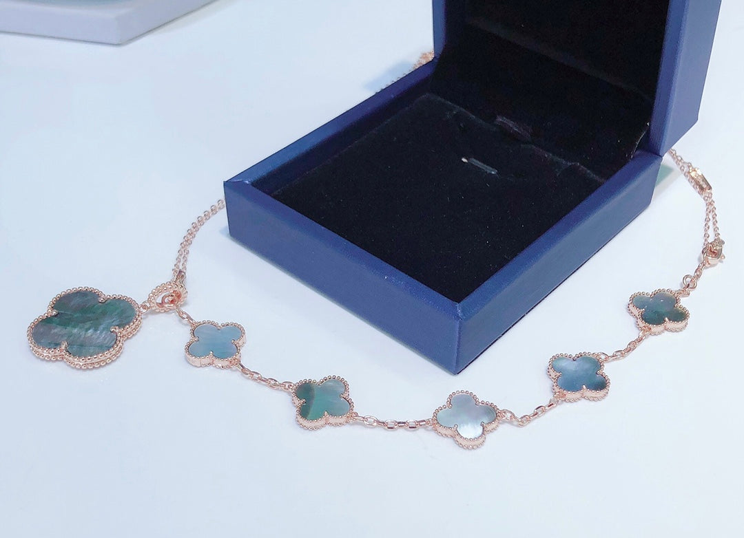 Mysitc COMBINED BRACELET 5 MOTIFS AND NECKLACE DARK MOP ROSE GOLD