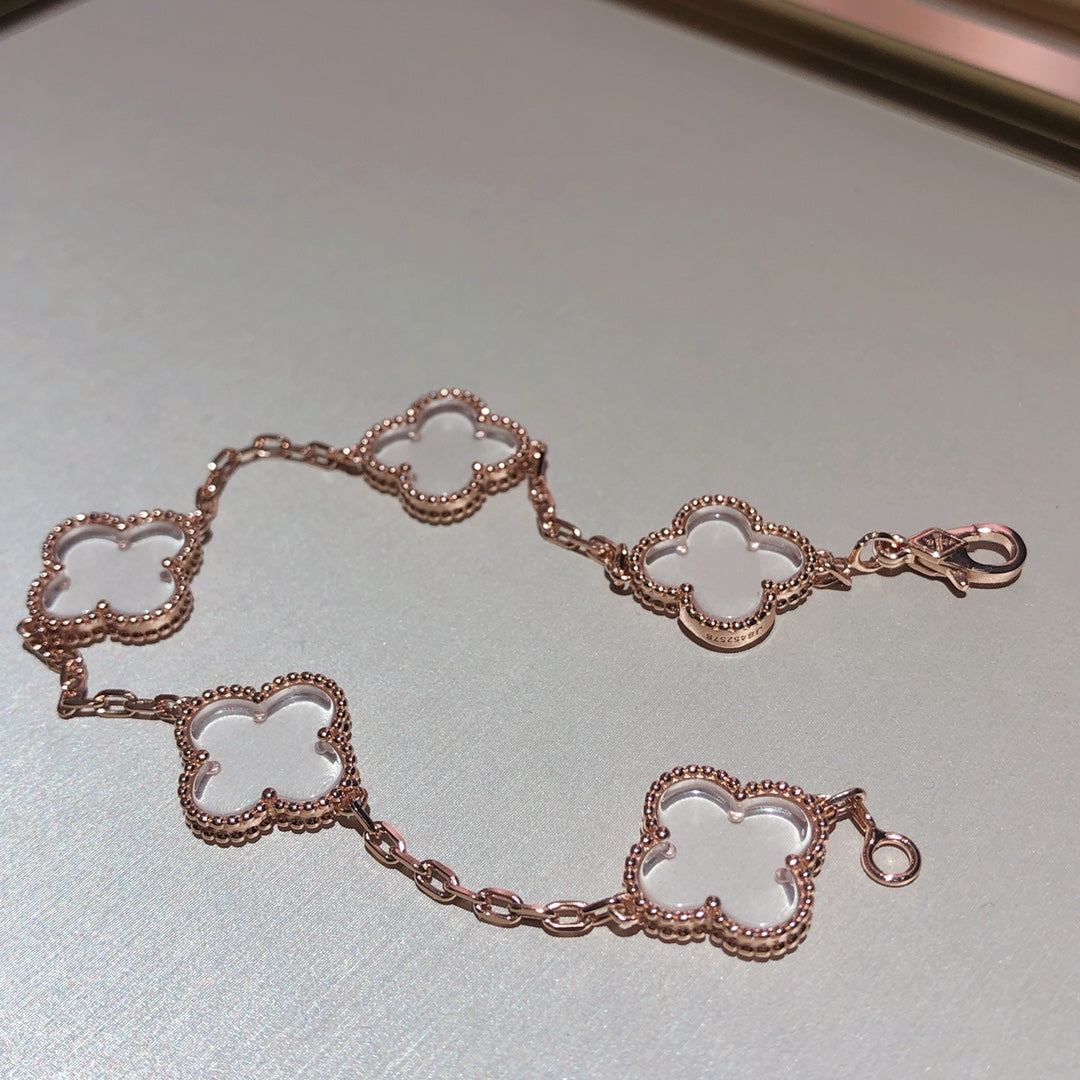 [Mystic]CLOVER 5 MOTIF ROCK CRYSTAL BRACELET