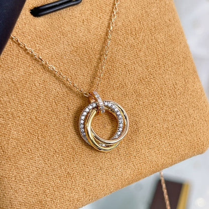 [Mystic]TRINITY NECKLACE SILVER GOLD PINK GOLD DIAMONDS