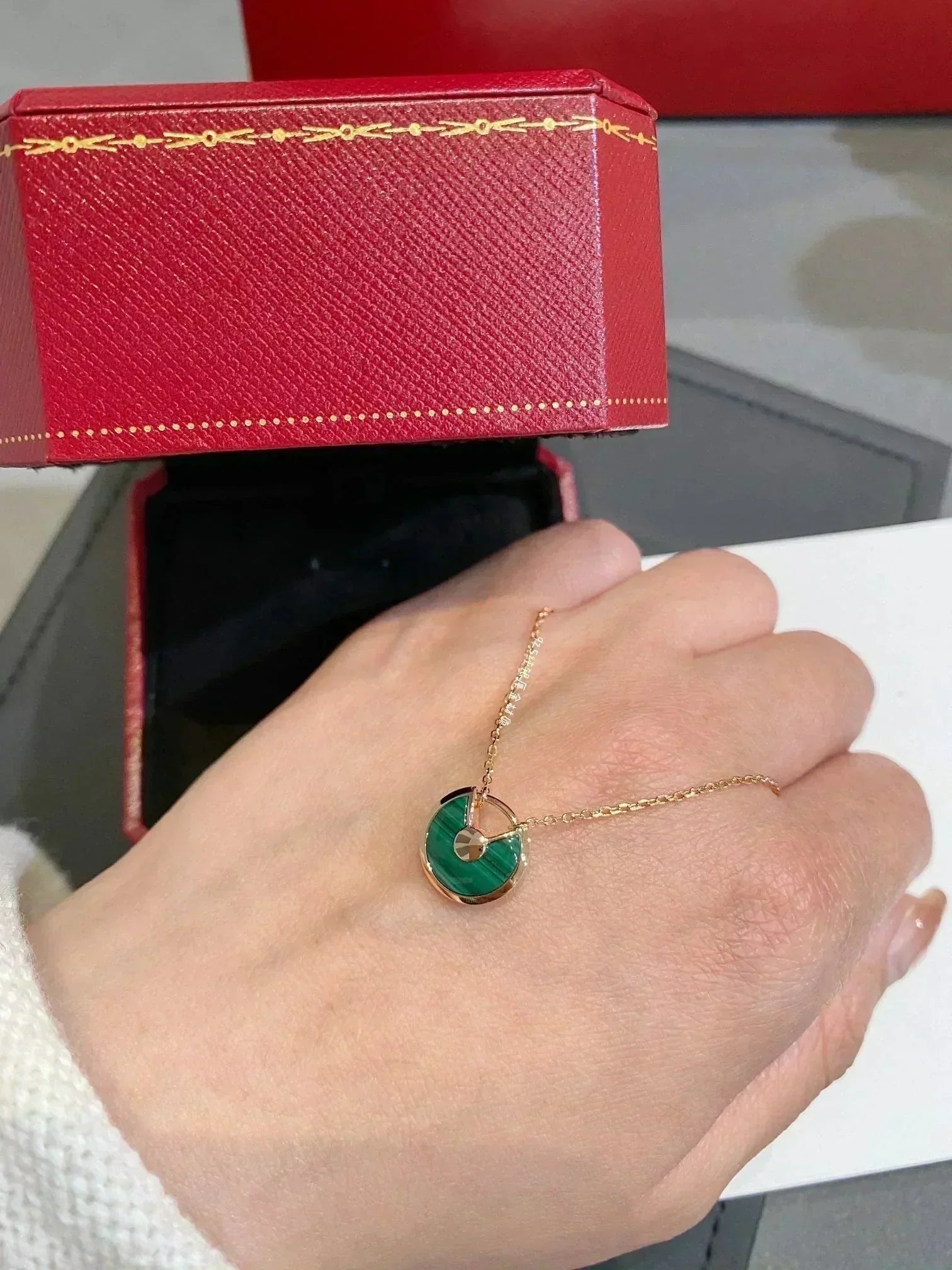 [Demi jewelry]AMULETTE ROSE GOLD MALACHITE NECKLACE