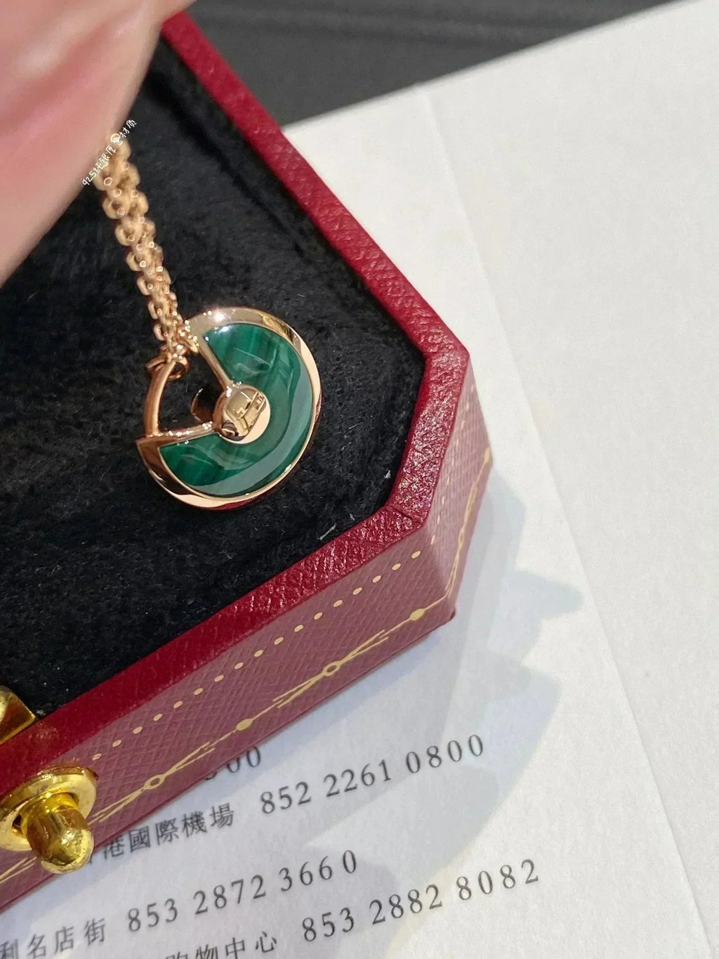 [Demi jewelry]AMULETTE ROSE GOLD MALACHITE NECKLACE