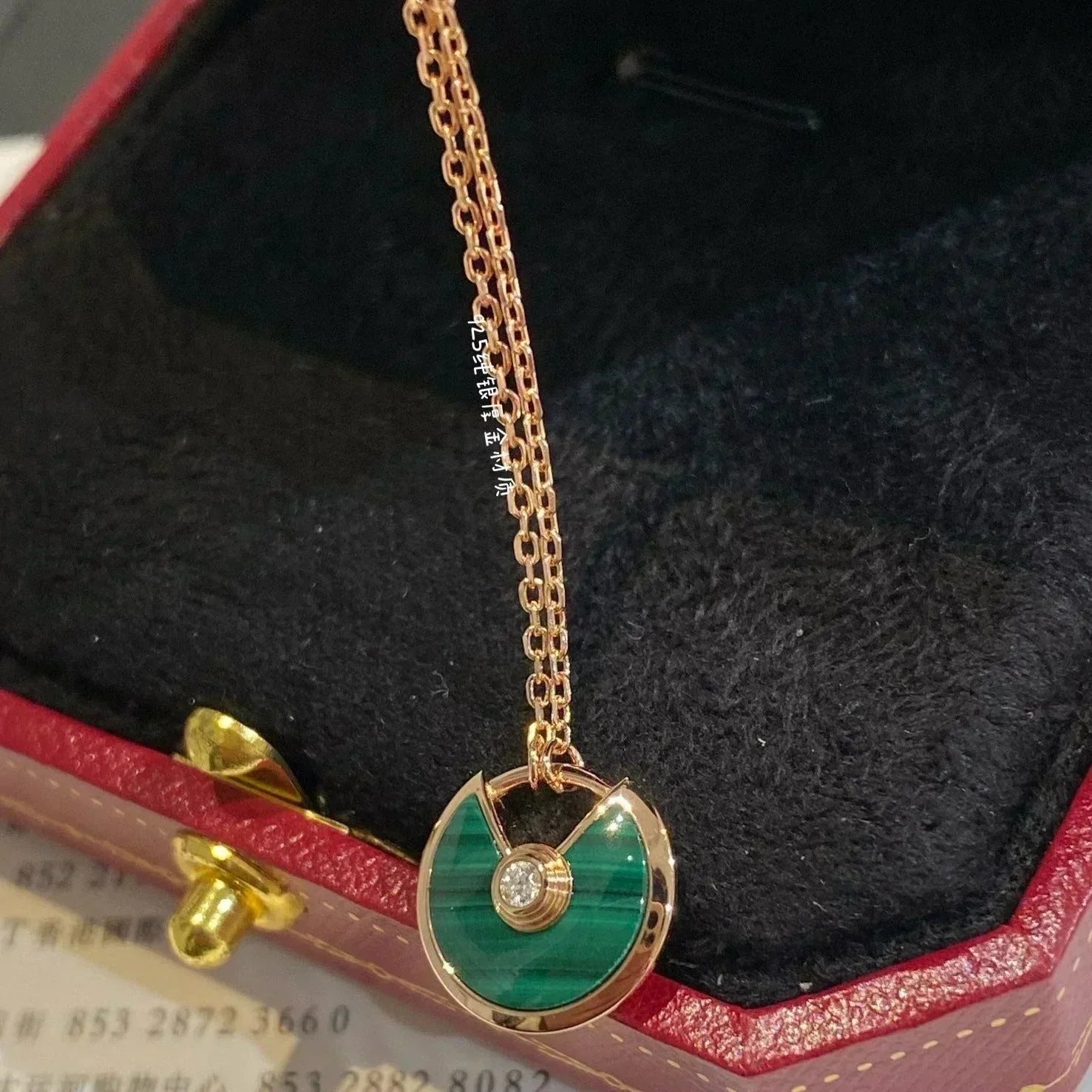 [Demi jewelry]AMULETTE ROSE GOLD MALACHITE NECKLACE