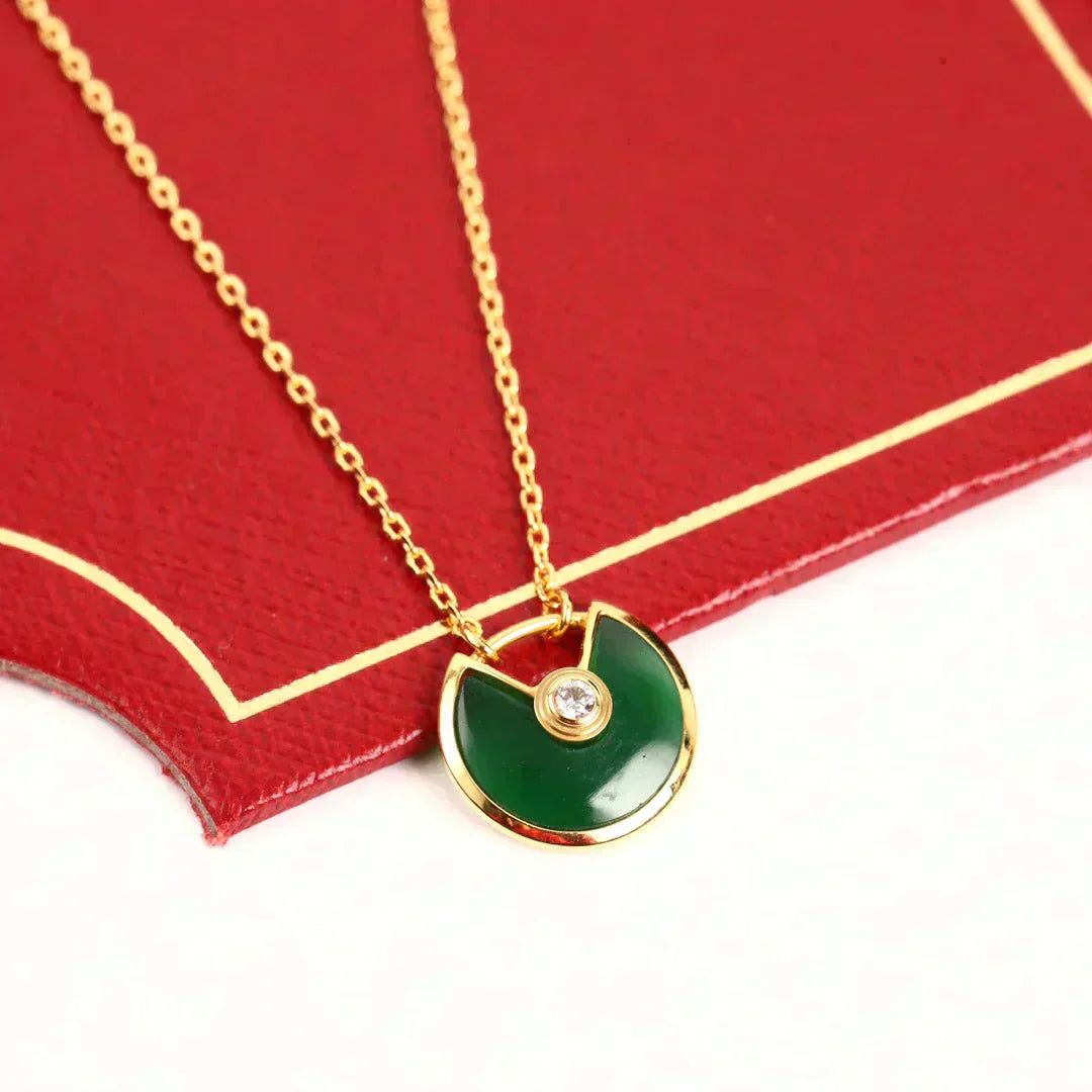 [Demi jewelry]AMULETTE GOLD MALACHITE NECKLACE