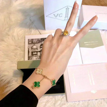 [Mysitc ]New  CLOVER 5 MOTIF MALACHITE BRACELET COLLECTION