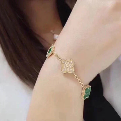 [Mysitc ]New  CLOVER 5 MOTIF MALACHITE BRACELET COLLECTION