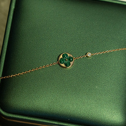 [Mystic]SUN MALACHITE 1 DIAMOND PINK GOLD BRACELET