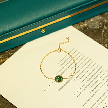 [Mystic]SUN MALACHITE 1 DIAMOND PINK GOLD BRACELET