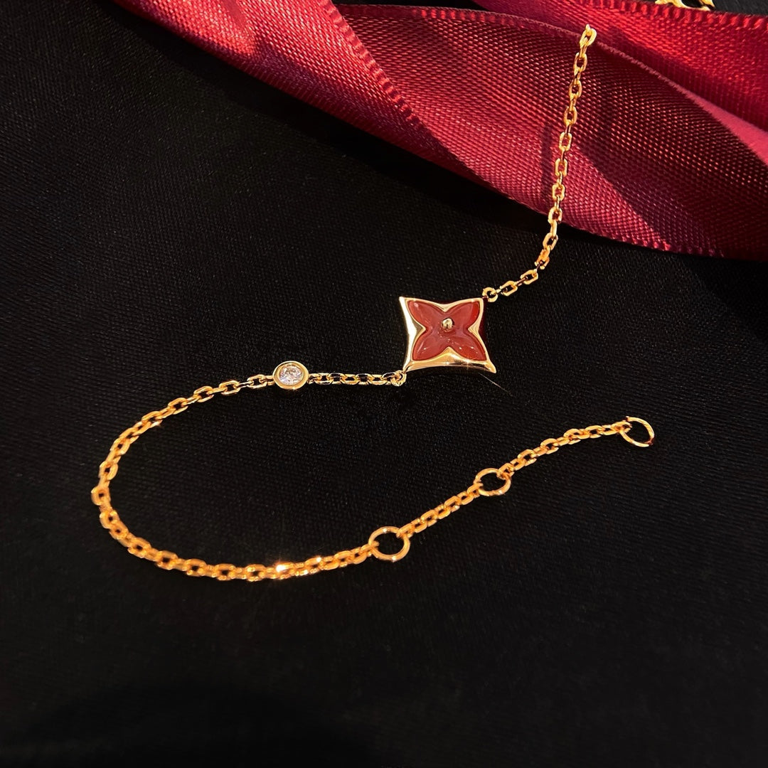 [Mystic]COLOR STAR CARNELIAN PINK GOLD DIAMOND BRACELET