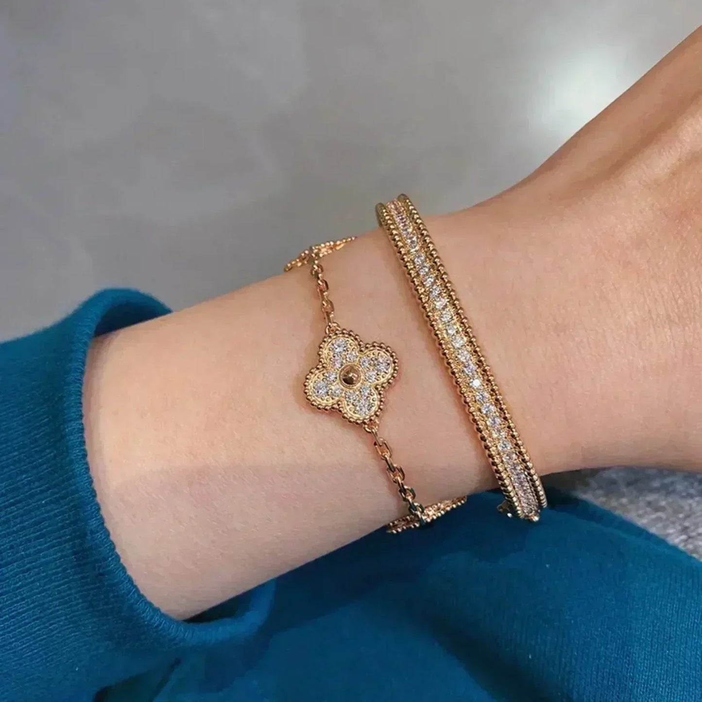 [Mystic] CLOVER 5 MOTIF FULL DIAMOND BRACELET COLLECTION