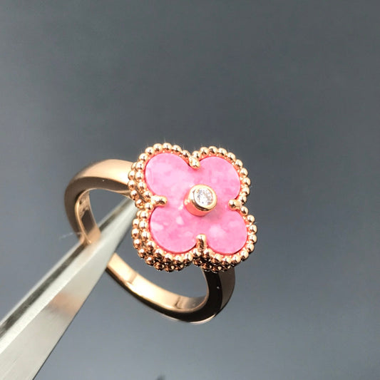 [Mystic]CLOVER RHODONITE ROSE GOLD RING