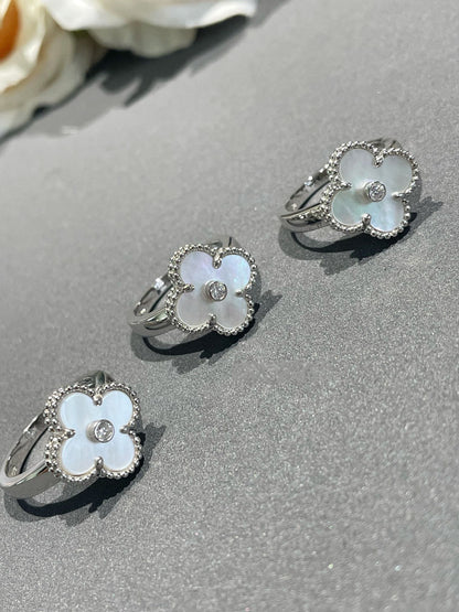 [Mystic]CLOVER SILVER MOP DIAMOND RING