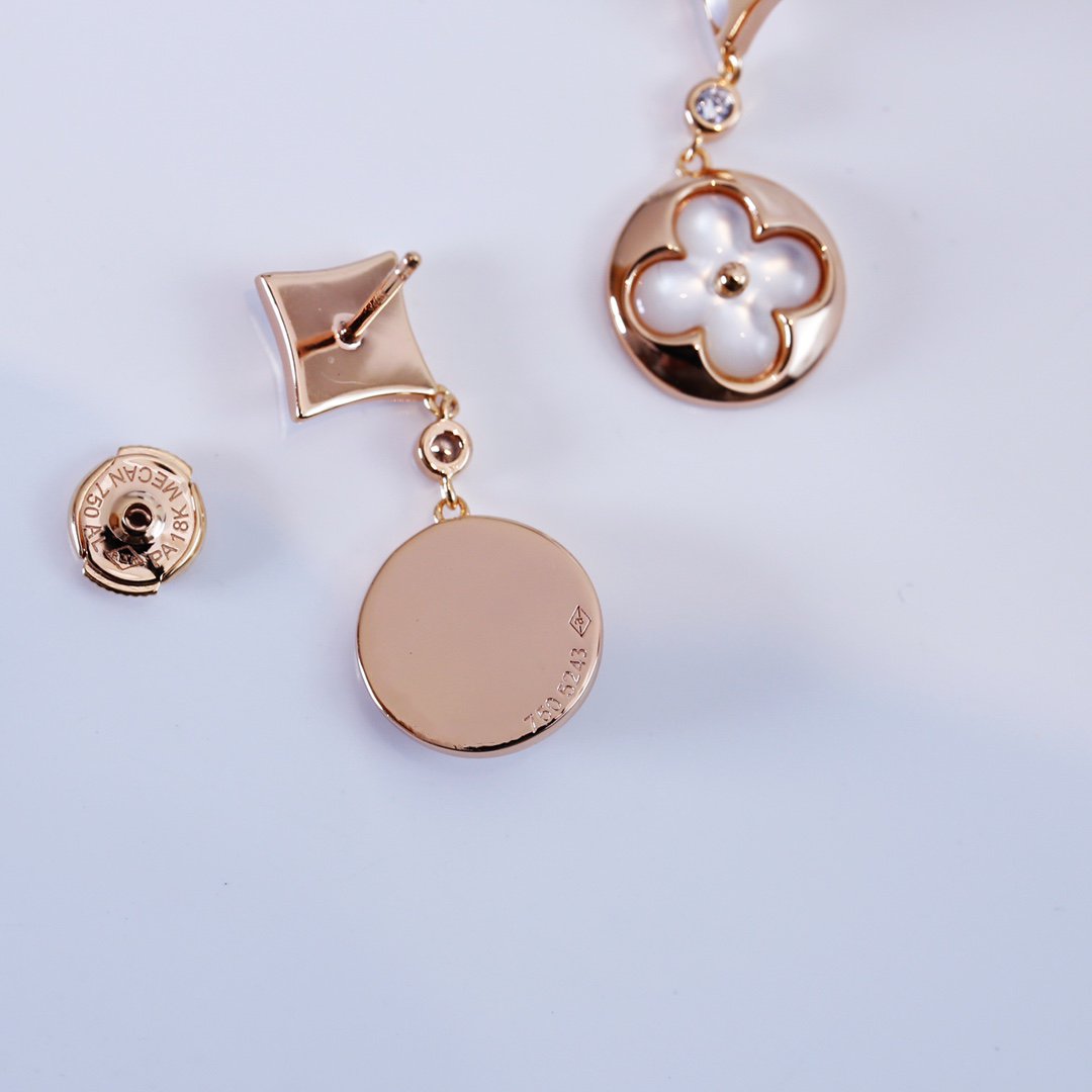 [Mystic]STAR AND SUN PINK GOLD MOP DROP EARRINGS