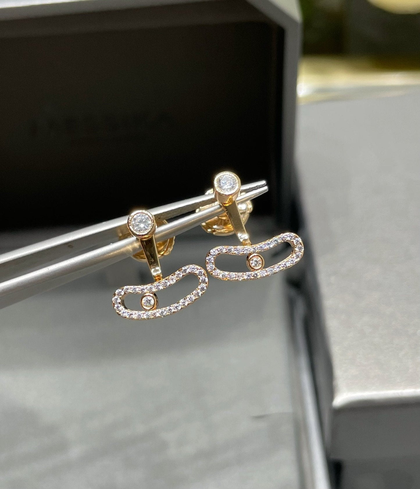 [Mystic ]MOVE UNO PINK GOLD DIAMOND EARRINGS