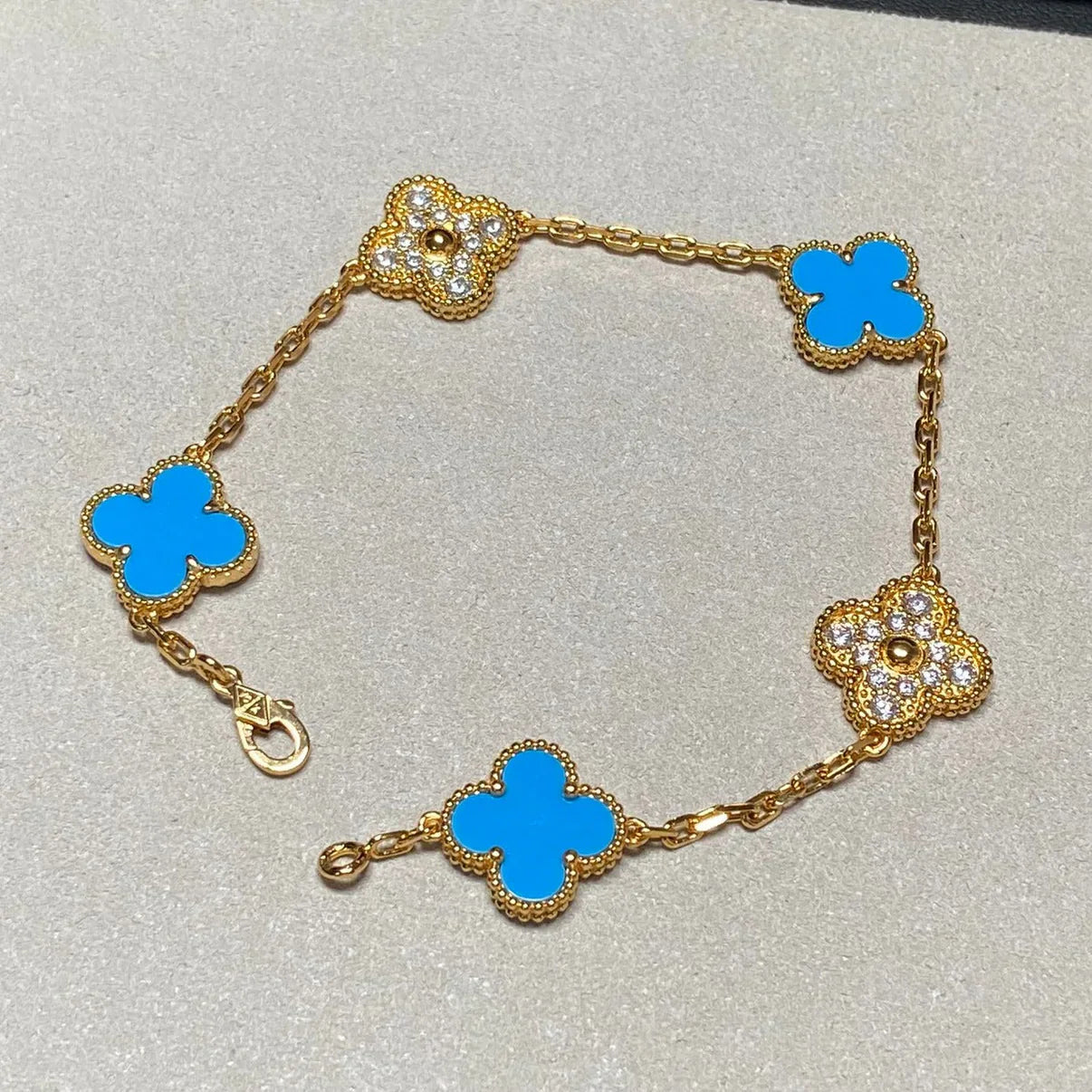 [Mystic] CLOVER 5 MOTIF BLUE AGATE BRACELET COLLECTION
