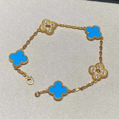 [Mystic] CLOVER 5 MOTIF BLUE AGATE BRACELET COLLECTION
