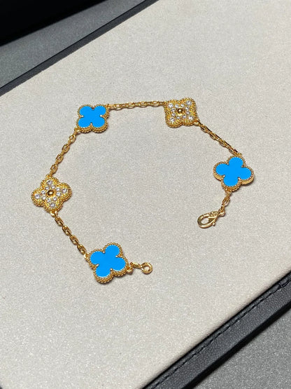 [Mystic] CLOVER 5 MOTIF BLUE AGATE BRACELET COLLECTION