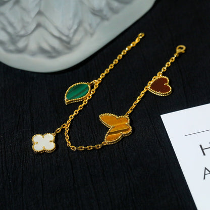 [Mystic]LUCKY SPRING 5 MOTIF GOLD BRACELET