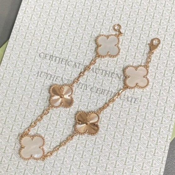 [Mystic]CLOVER WHITE PEARL MOP 5 MOTIF BRACELET COLLECTION