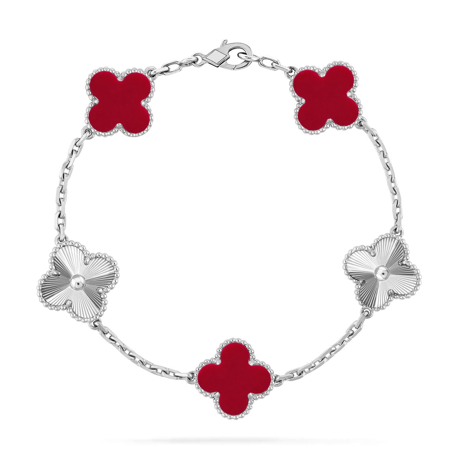 [Demi jewelry] CLOVER 5 MOTIF RED CORNELIAN BRACELET COLLECTION-new