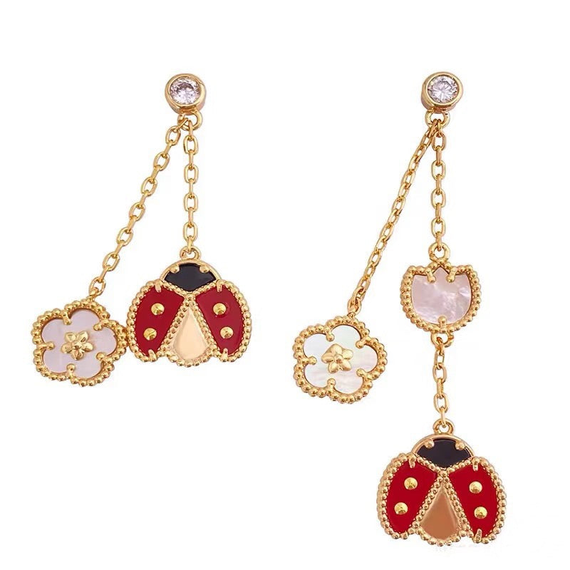 Mysitc LUCKY LADYBUG WHITE MOP EARRINGS