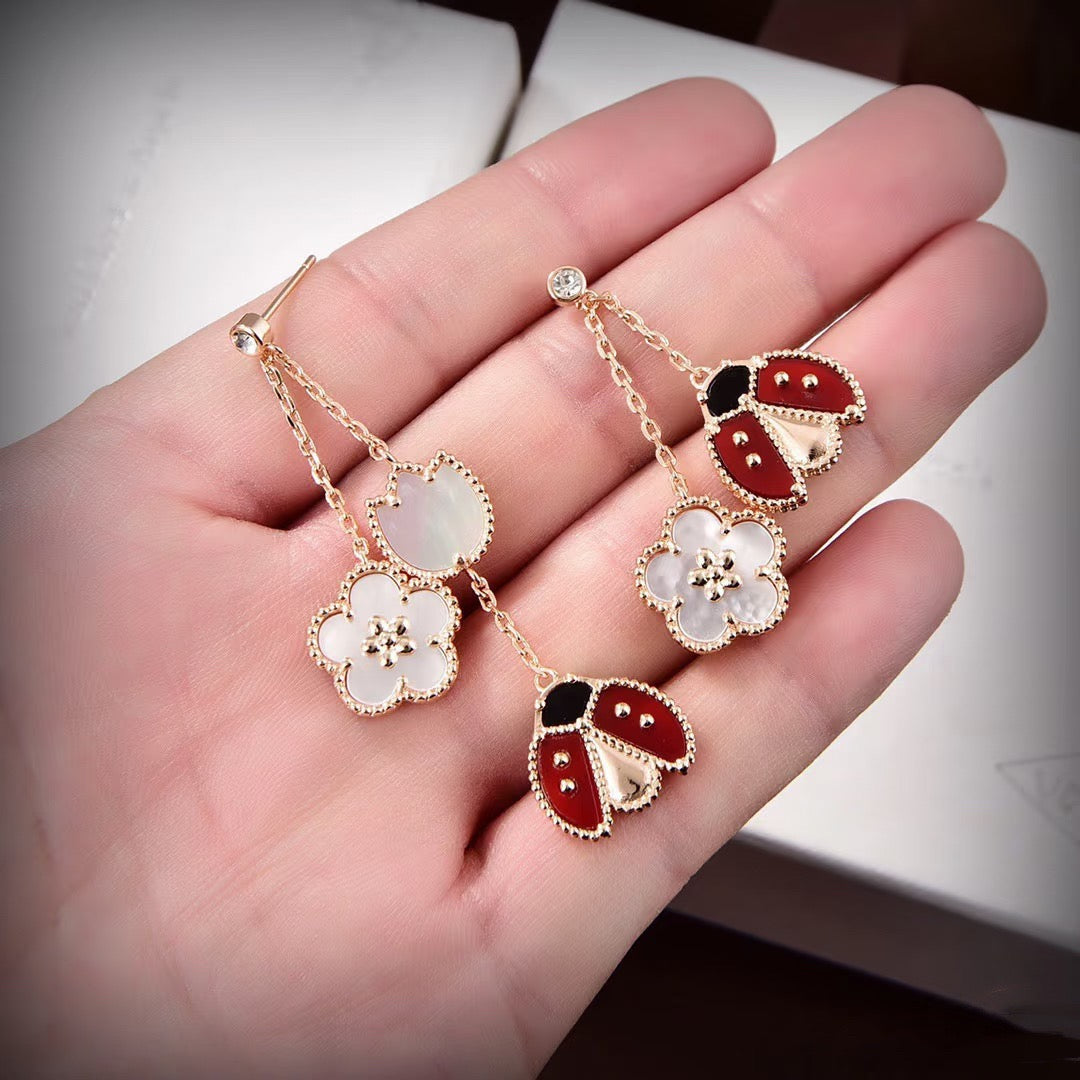 Mysitc LUCKY LADYBUG WHITE MOP EARRINGS