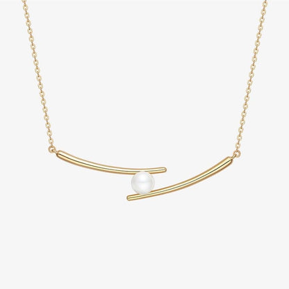 Minimalist Imitation Pearl Chopstick Clavicle Necklace for Women, Trendy Niche Design