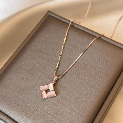 Premium Geometric Square Cat's Eye Clavicle Necklace
