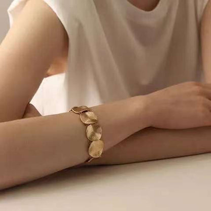 Vintage Luxury Gold Geometric Patchwork Bracelet, Fashion Minimal Design