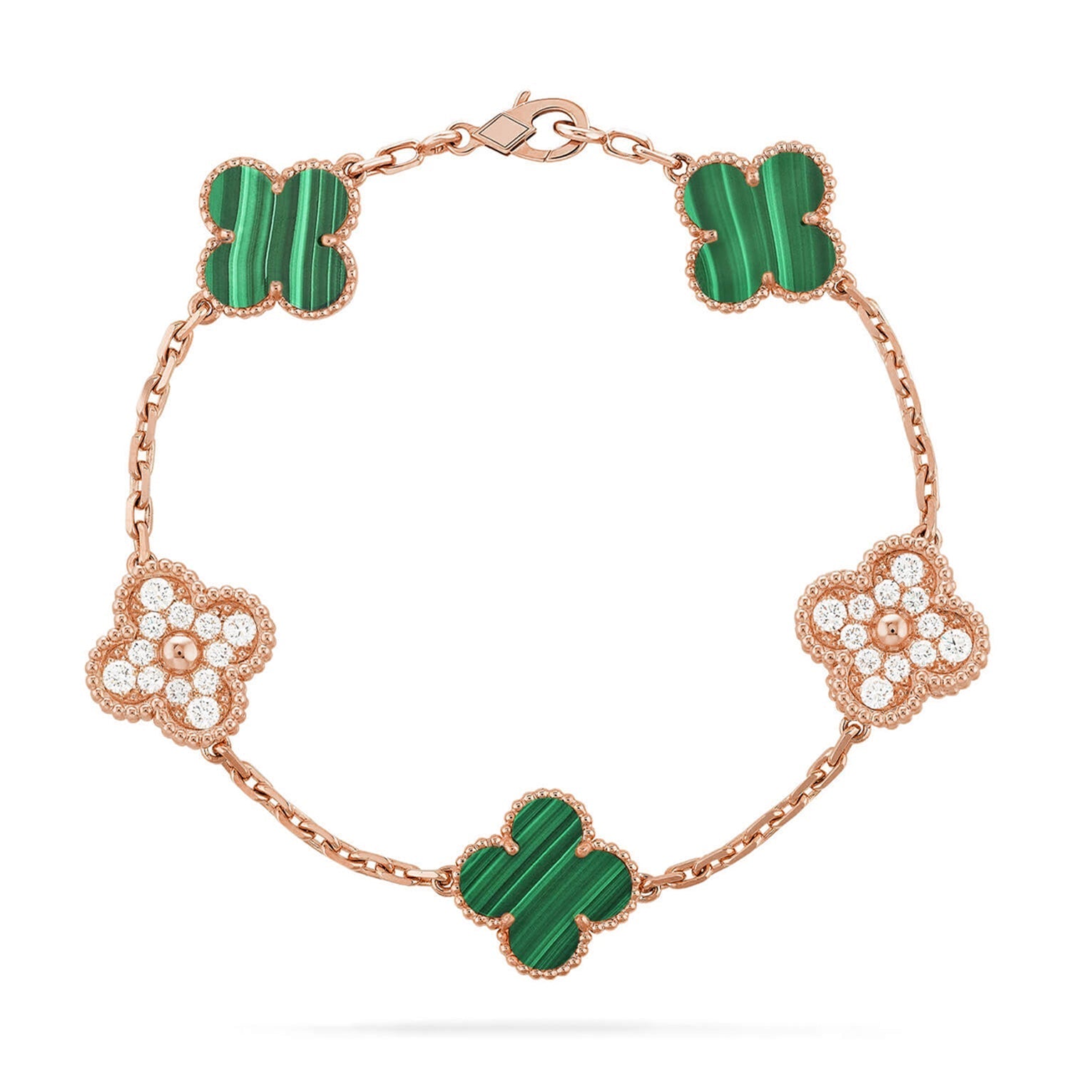 [Demi jewelry] CLOVER 5 MOTIF MALACHITE BRACELET COLLECTION-new