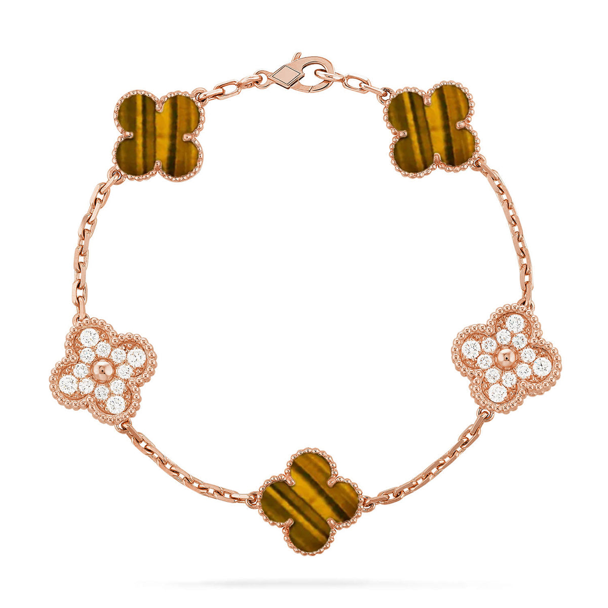 [Mystic] CLOVER 5 MOTIFS TIGER EYE BRACELET COLLECTION