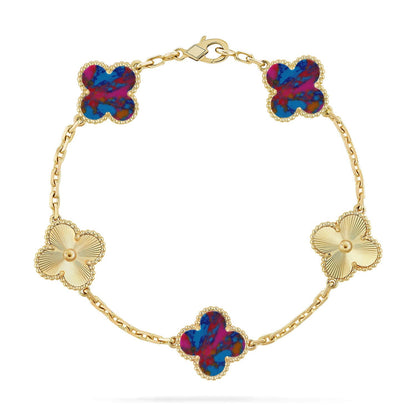 [Mystic]CLOVER 5 MOTIF COLOR GEMSTONES BRACELET COLLECTION