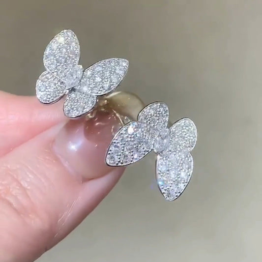 Mysitc TWIN SILVER BUTTERFLY DIAMOND RING