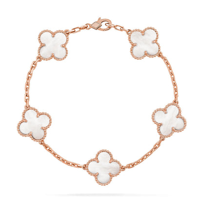 [Mystic]CLOVER WHITE PEARL MOP 5 MOTIF BRACELET COLLECTION