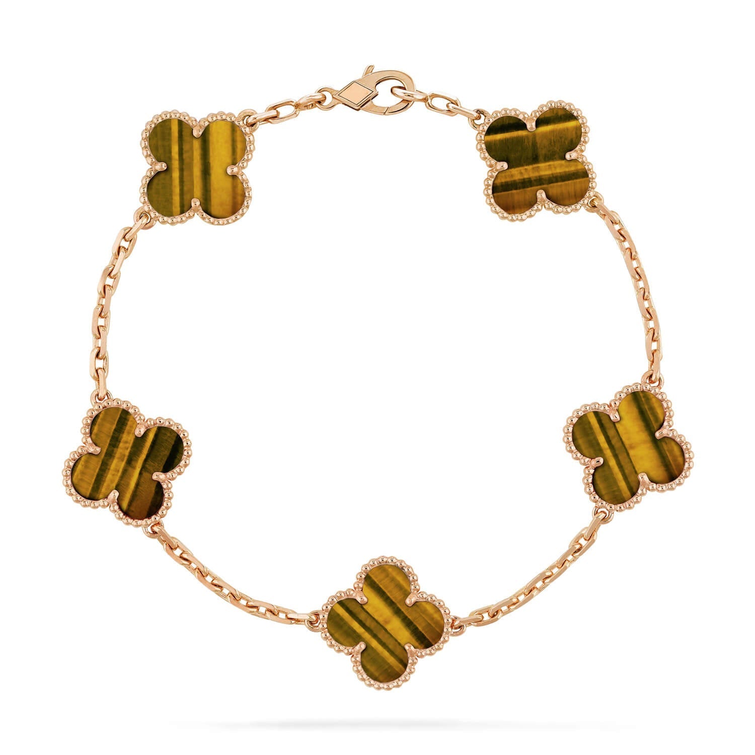 [Demi jewelry] CLOVER 5 MOTIFS TIGER EYE BRACELET COLLECTION-new