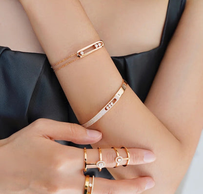 [Mystic ]Move Noa Rose Gold Pavé Diamond Bangle Bracelet