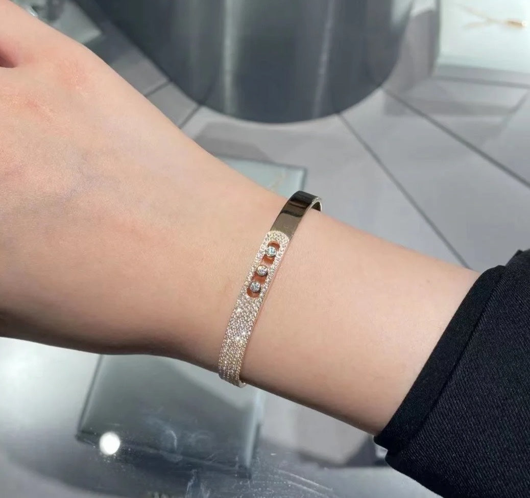 [Mystic ]Move Noa Rose Gold Pavé Diamond Bangle Bracelet