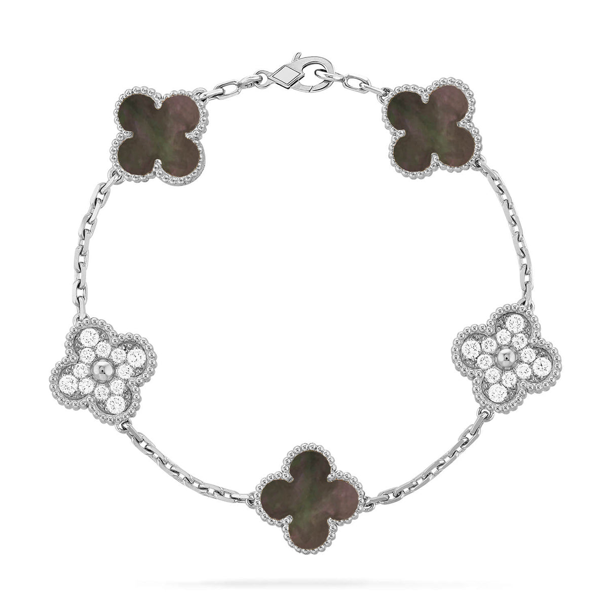 [Demi jewelry] CLOVER 5 MOTIF GRAY MOP BRACELET COLLECTION-new