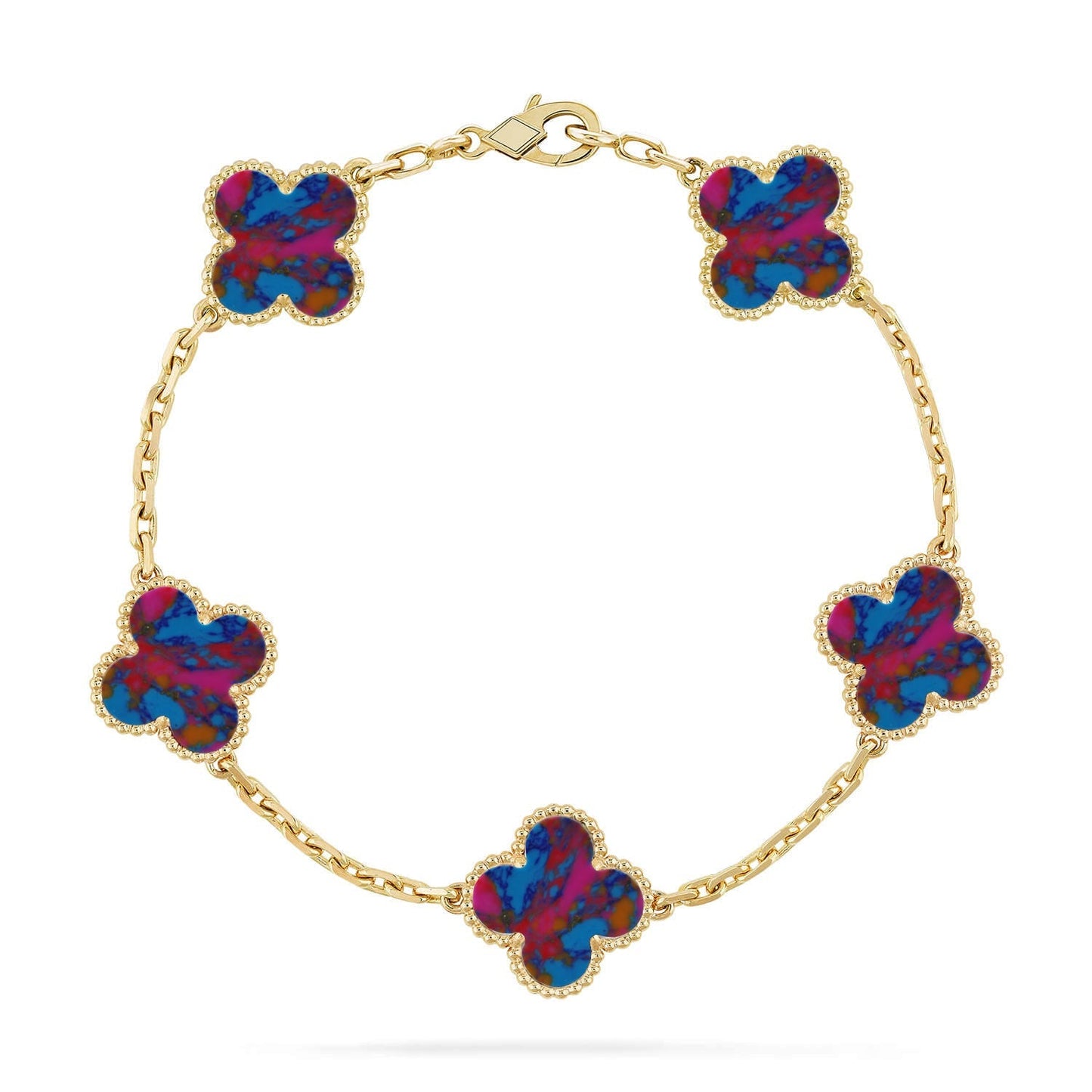 [Mystic]CLOVER 5 MOTIF COLOR GEMSTONES BRACELET COLLECTION