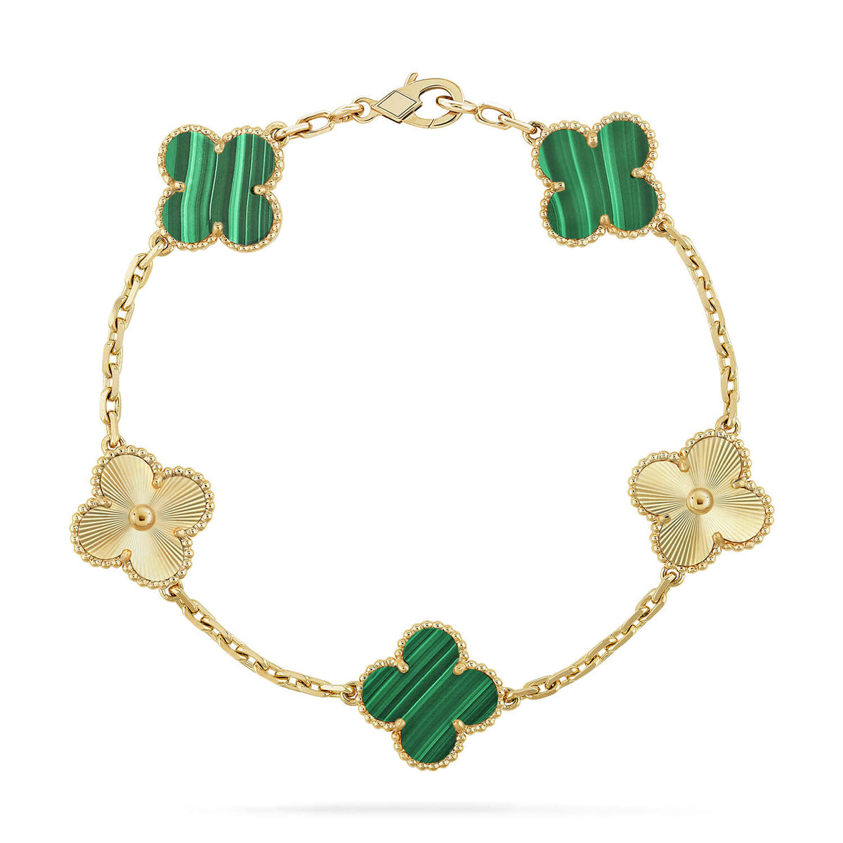 [Demi jewelry] CLOVER 5 MOTIF MALACHITE BRACELET COLLECTION-new